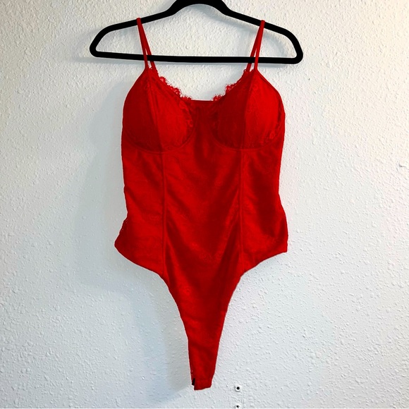 Klassy Network Tops - Klassy Network The Lace Corset Bramisuit Red Size Large